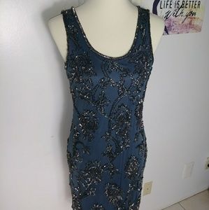 Embellished Navy Blue Dress
